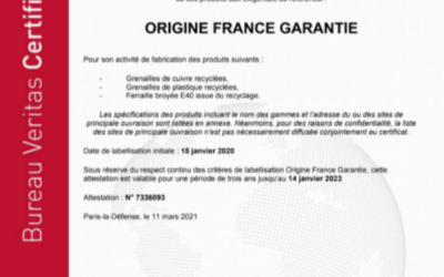 Le E40 valorisé par Sorevo est certifié Origine France Garantie